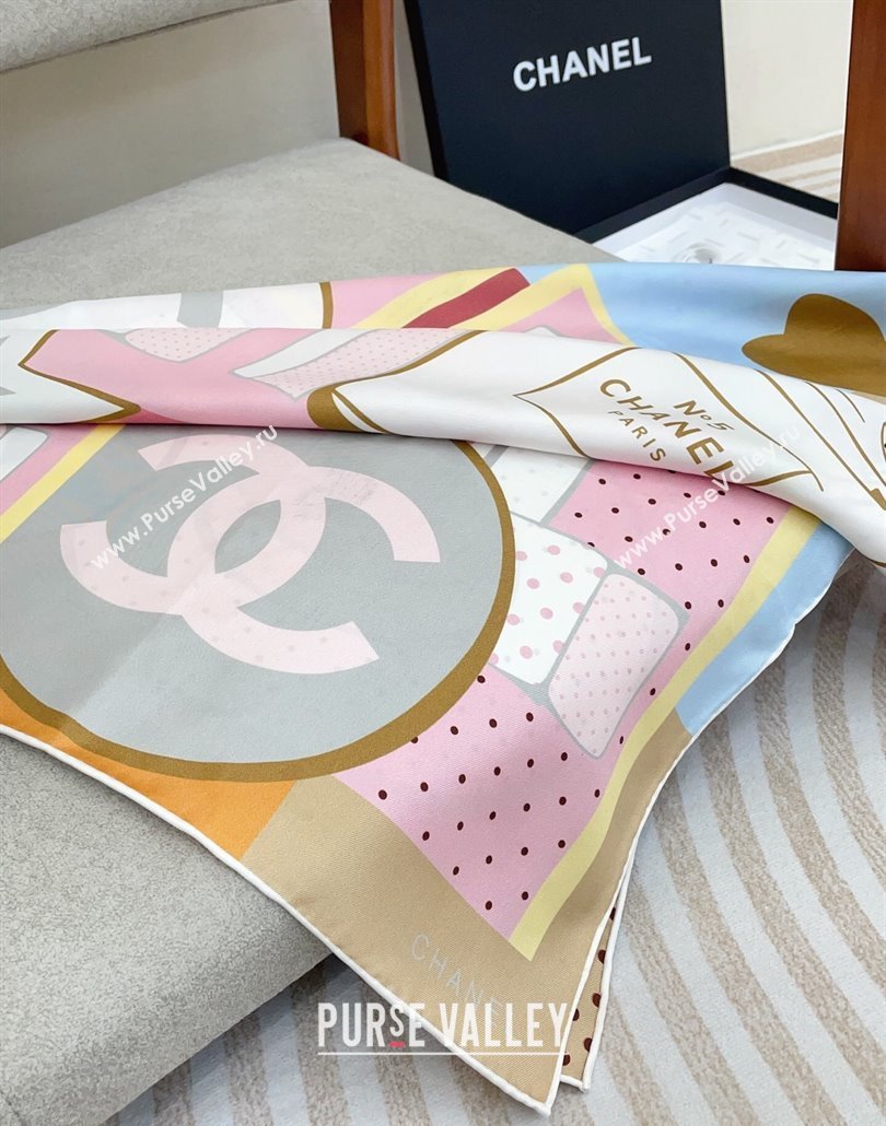 Chanel Silk Square Scarf 90x90cm Pink 2025 CH031910 (SHI-250319108)