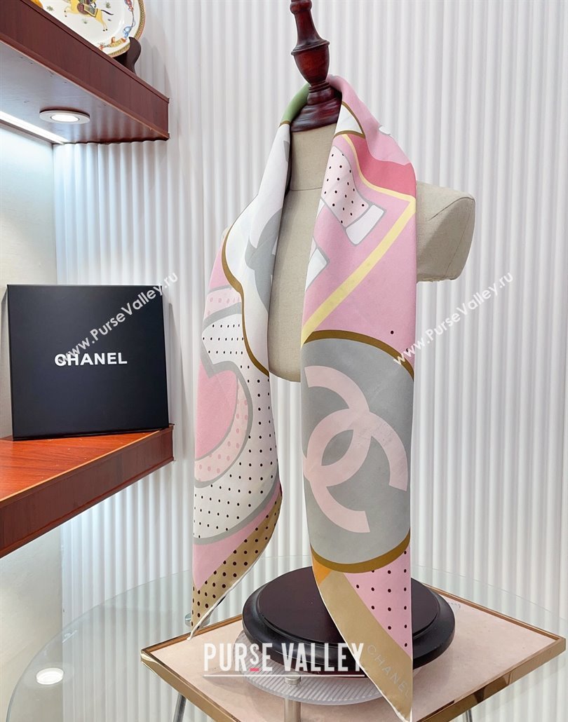 Chanel Silk Square Scarf 90x90cm Pink 2025 CH031910 (SHI-250319108)