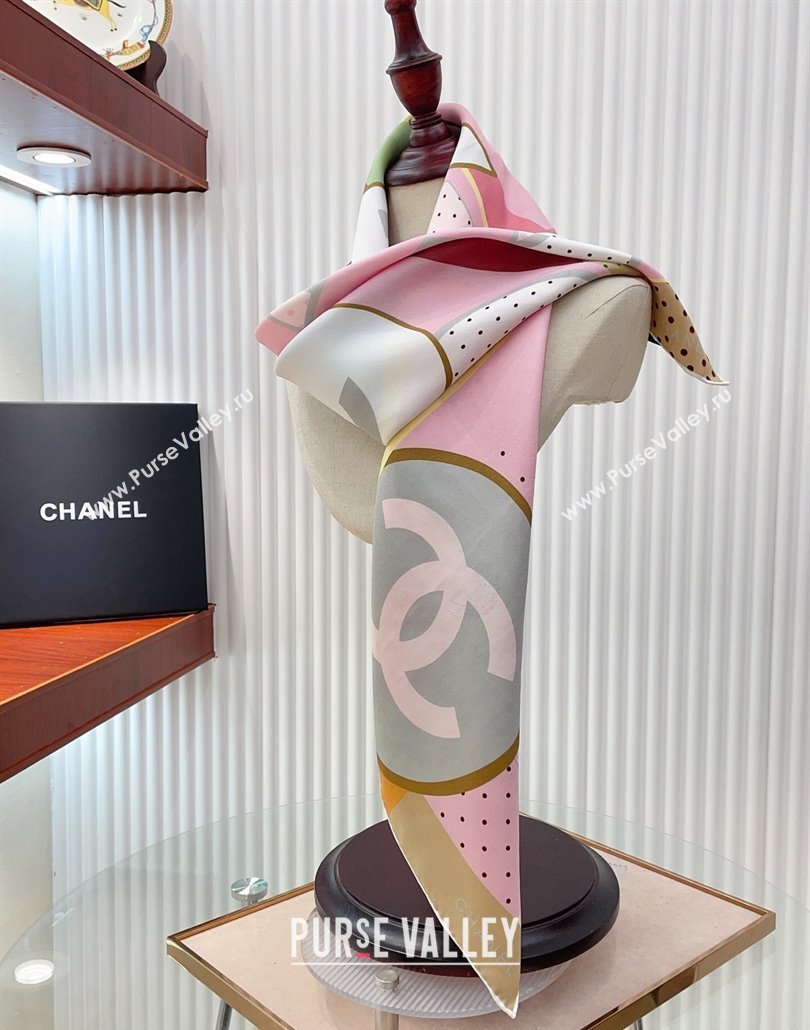 Chanel Silk Square Scarf 90x90cm Pink 2025 CH031910 (SHI-250319108)