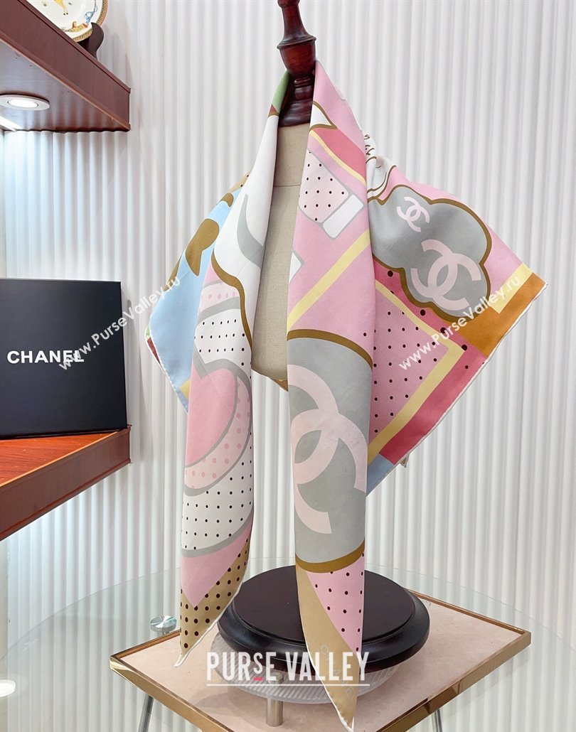 Chanel Silk Square Scarf 90x90cm Pink 2025 CH031910 (SHI-250319108)