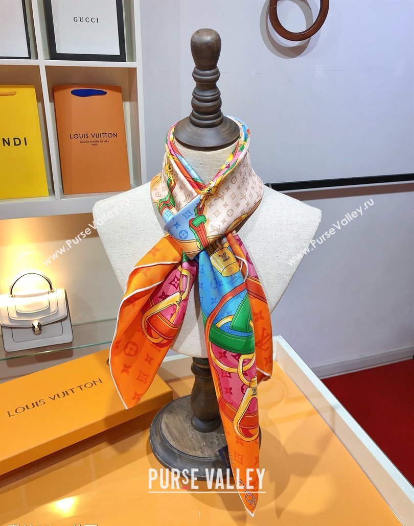 Louis Vuitton Flower And Straps Silk Square Scarf 90x90cm Orange 2025 (SHI-250319122)