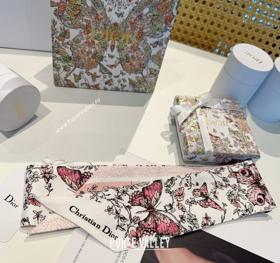 Dior Mitzah Butterfly Silk Bandeau Scarf Light Pink 2025 DR03191 (XMN-250319002)