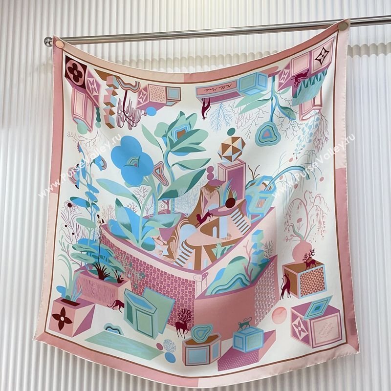 Louis Vuitton Silk Square Scarf 90x90cm Light Pink 2025 LV031923 (SHI-250319124)