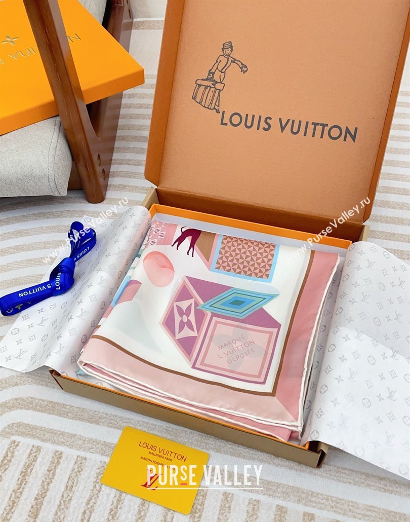 Louis Vuitton Silk Square Scarf 90x90cm Light Pink 2025 LV031923 (SHI-250319124)