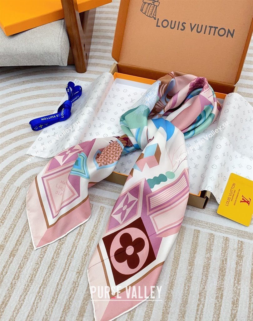Louis Vuitton Silk Square Scarf 90x90cm Light Pink 2025 LV031923 (SHI-250319124)