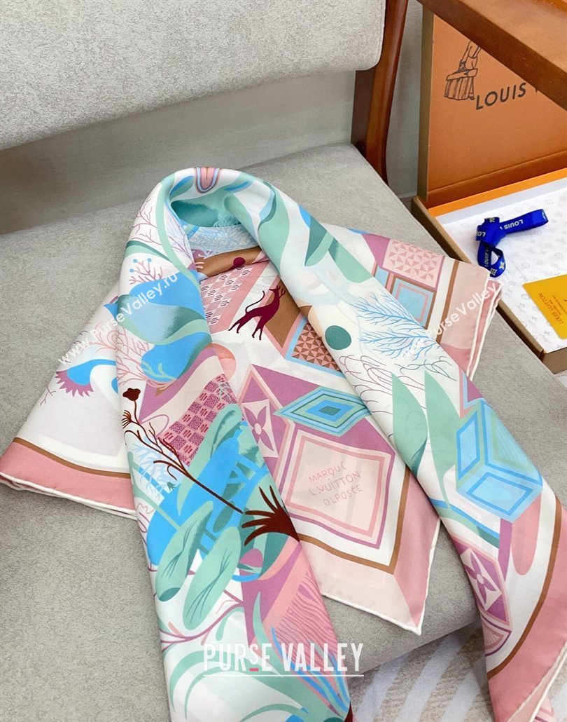 Louis Vuitton Silk Square Scarf 90x90cm Light Pink 2025 LV031923 (SHI-250319124)