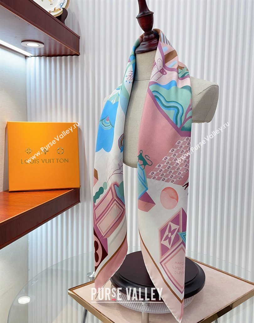 Louis Vuitton Silk Square Scarf 90x90cm Light Pink 2025 LV031923 (SHI-250319124)