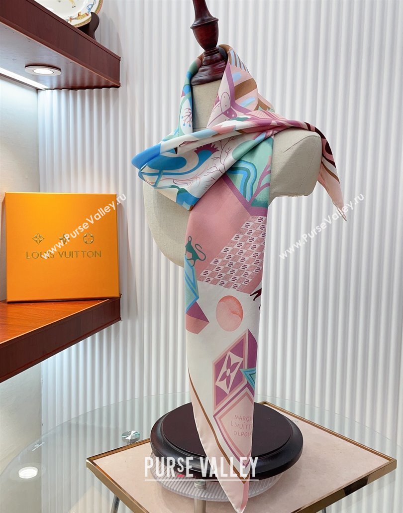 Louis Vuitton Silk Square Scarf 90x90cm Light Pink 2025 LV031923 (SHI-250319124)