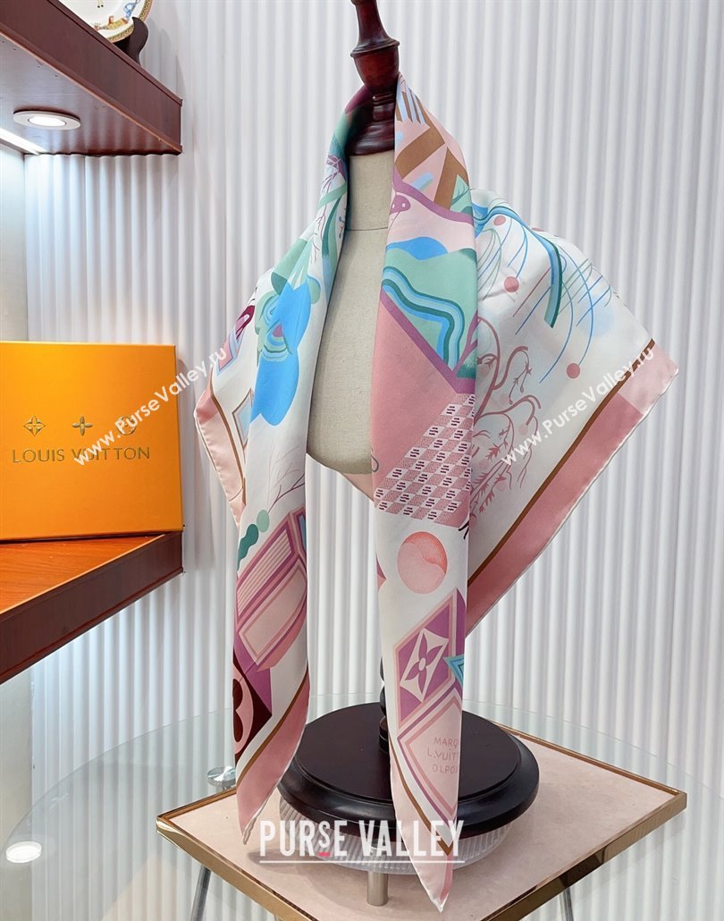 Louis Vuitton Silk Square Scarf 90x90cm Light Pink 2025 LV031923 (SHI-250319124)