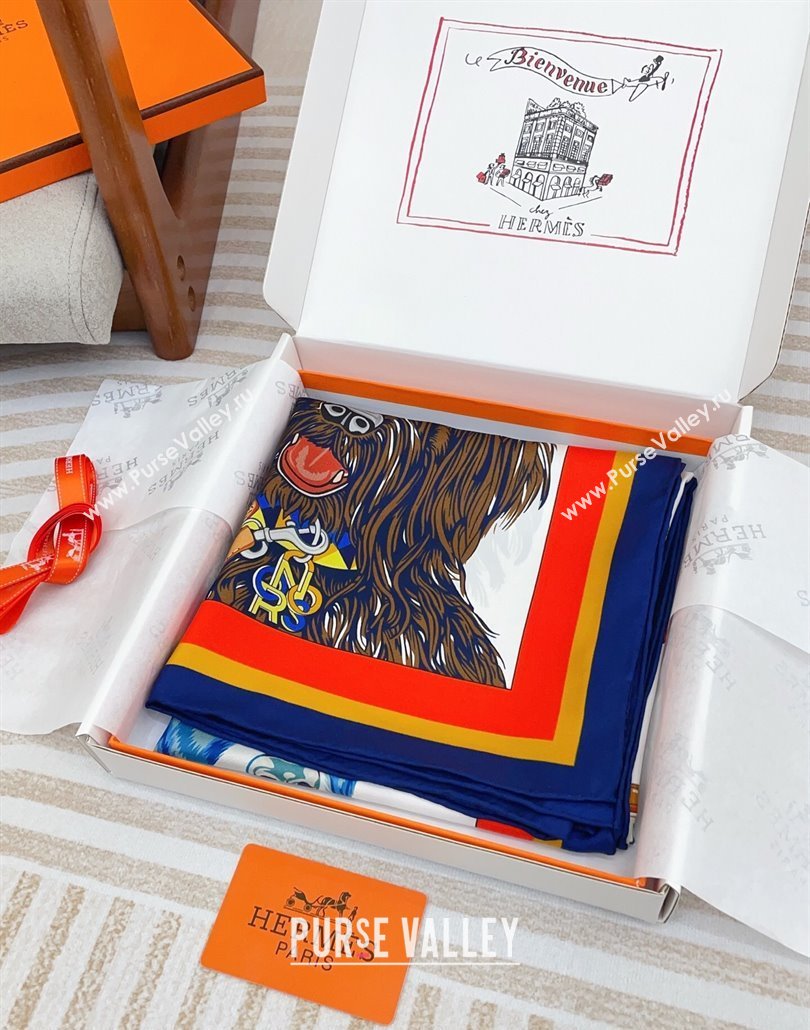 Hermes Dogs Silk Square Scarf 90x90cm Red 2025 (SHI-250319096)