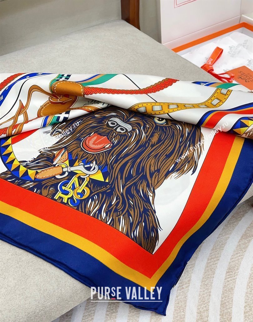 Hermes Dogs Silk Square Scarf 90x90cm Red 2025 (SHI-250319096)