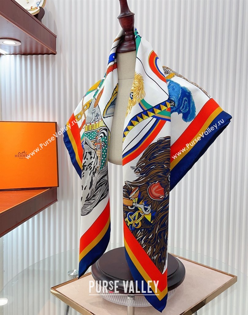 Hermes Dogs Silk Square Scarf 90x90cm Red 2025 (SHI-250319096)