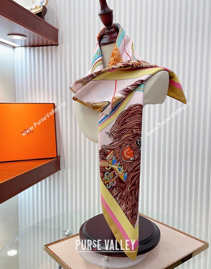 Hermes Dogs Silk Square Scarf 90x90cm Pink 2025 (SHI-250319097)