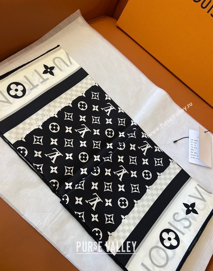 Louis Vuitton Monogram Infinity Silk Square Scarf 90x90cm Black 2025 (SHI-250319125)