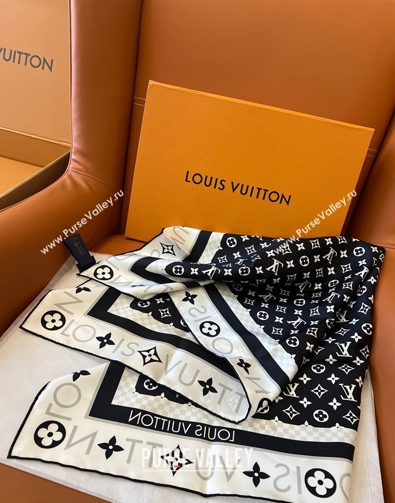 Louis Vuitton Monogram Infinity Silk Square Scarf 90x90cm Black 2025 (SHI-250319125)