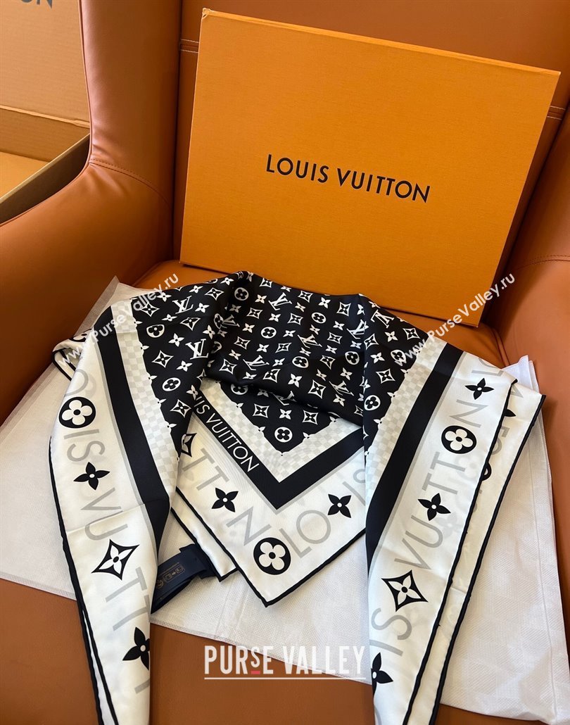 Louis Vuitton Monogram Infinity Silk Square Scarf 90x90cm Black 2025 (SHI-250319125)