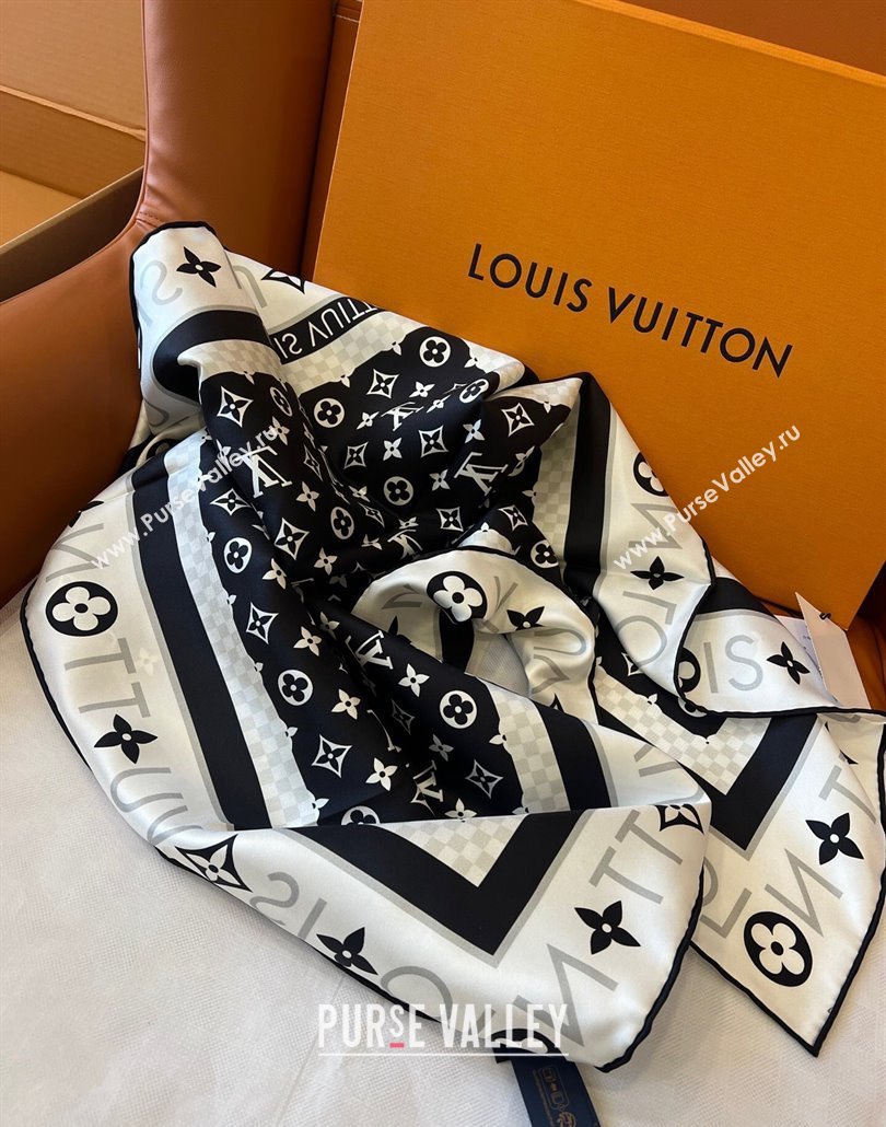 Louis Vuitton Monogram Infinity Silk Square Scarf 90x90cm Black 2025 (SHI-250319125)