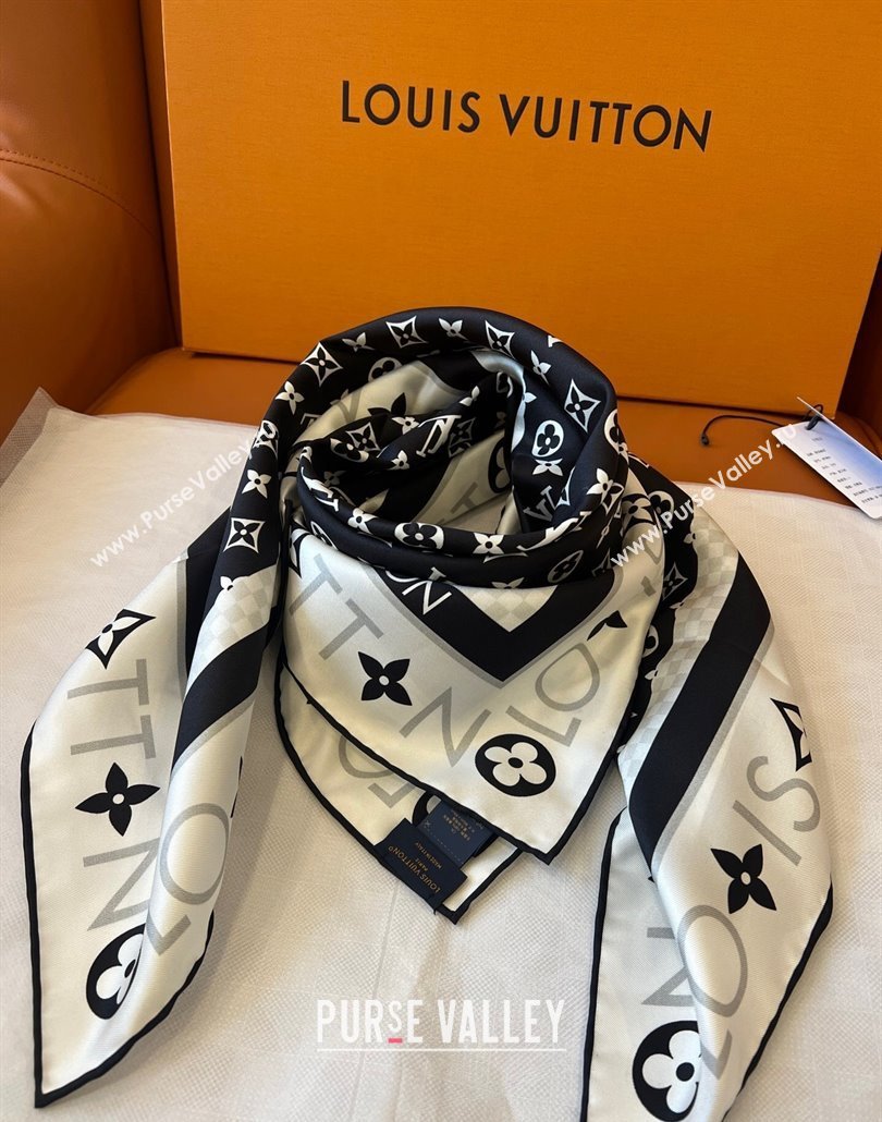 Louis Vuitton Monogram Infinity Silk Square Scarf 90x90cm Black 2025 (SHI-250319125)