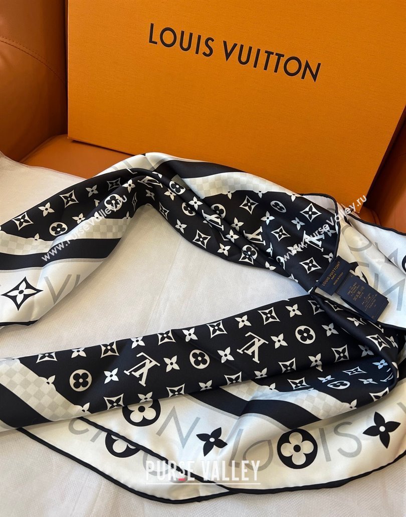 Louis Vuitton Monogram Infinity Silk Square Scarf 90x90cm Black 2025 (SHI-250319125)