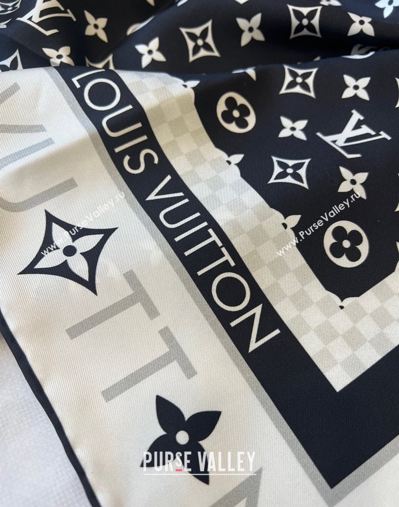 Louis Vuitton Monogram Infinity Silk Square Scarf 90x90cm Black 2025 (SHI-250319125)
