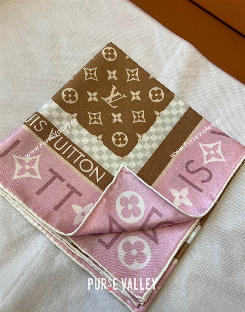 Louis Vuitton Monogram Infinity Silk Square Scarf 90x90cm Brown 2025 (SHI-250319126)