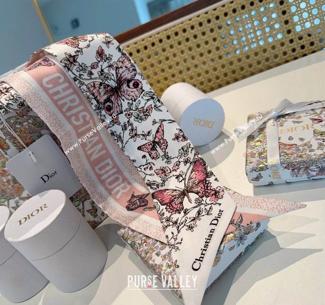 Dior Mitzah Butterfly Silk Bandeau Scarf Light Pink 2025 DR03191 (XMN-250319002)