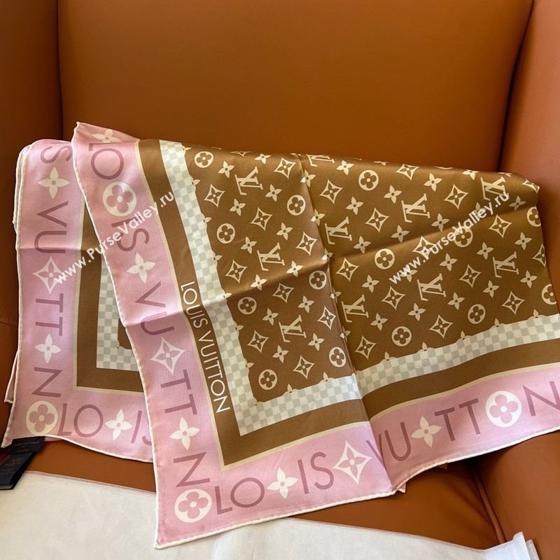 Louis Vuitton Monogram Infinity Silk Square Scarf 90x90cm Brown 2025 (SHI-250319126)