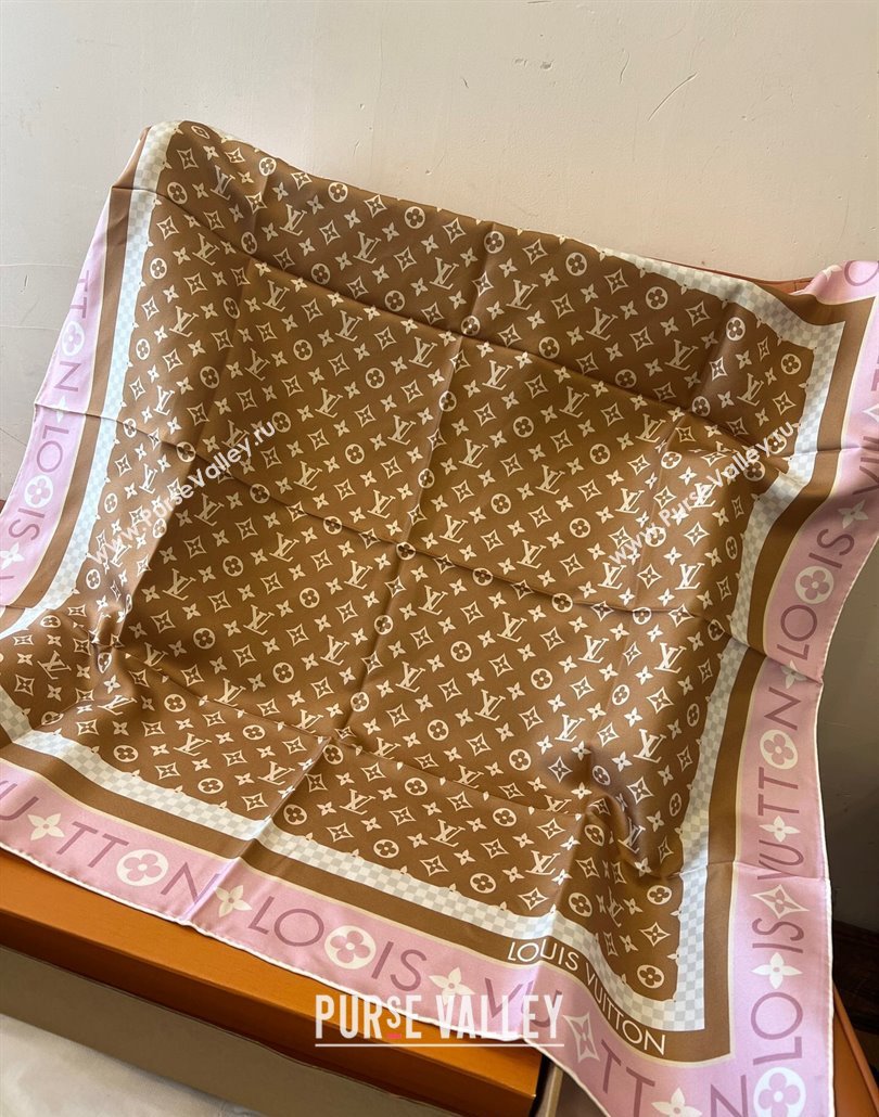 Louis Vuitton Monogram Infinity Silk Square Scarf 90x90cm Brown 2025 (SHI-250319126)