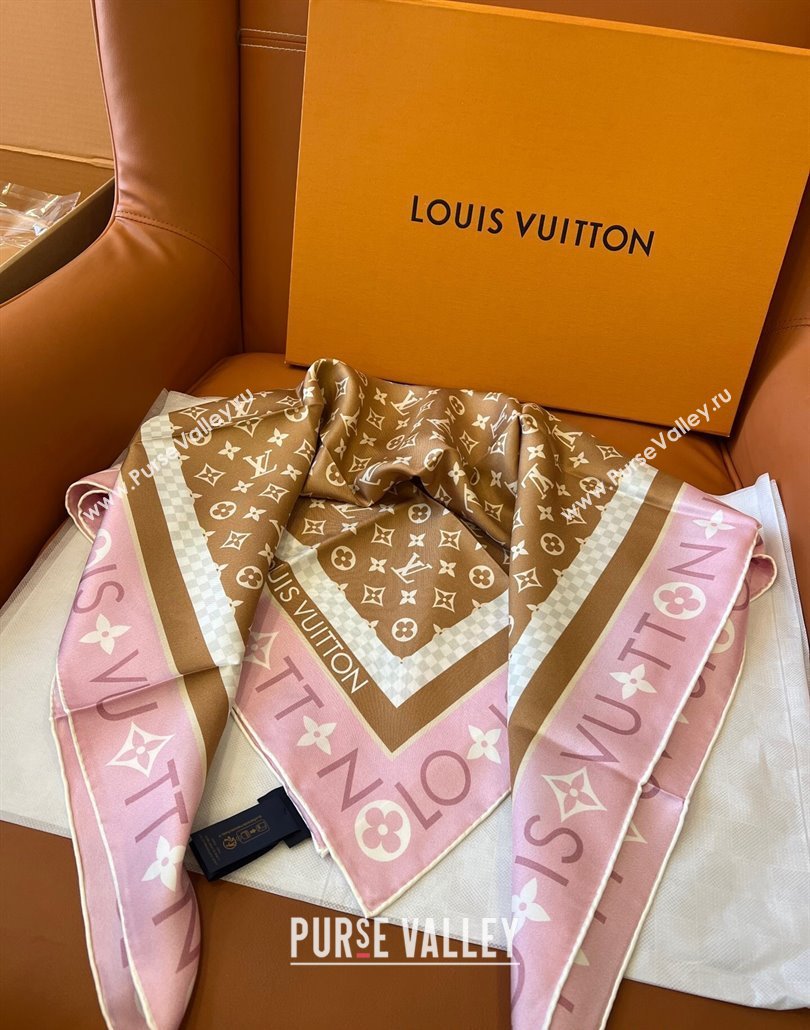 Louis Vuitton Monogram Infinity Silk Square Scarf 90x90cm Brown 2025 (SHI-250319126)