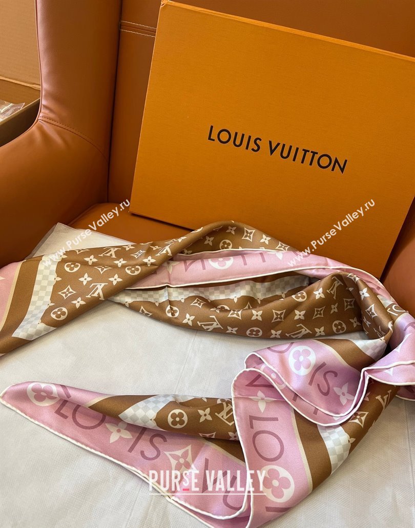 Louis Vuitton Monogram Infinity Silk Square Scarf 90x90cm Brown 2025 (SHI-250319126)