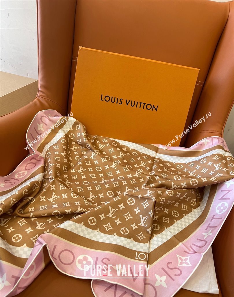 Louis Vuitton Monogram Infinity Silk Square Scarf 90x90cm Brown 2025 (SHI-250319126)
