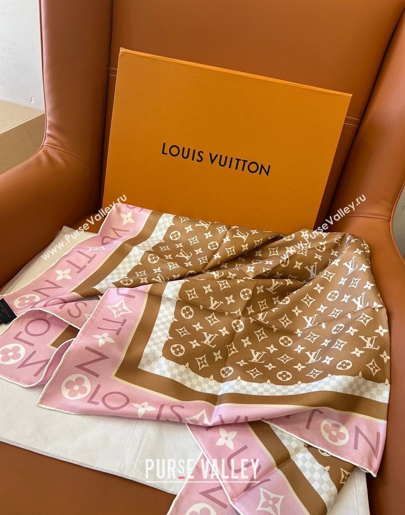 Louis Vuitton Monogram Infinity Silk Square Scarf 90x90cm Brown 2025 (SHI-250319126)