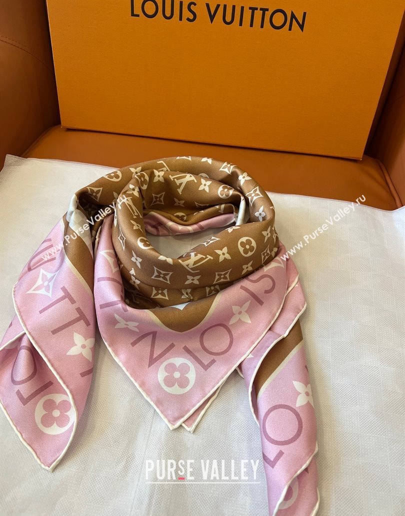 Louis Vuitton Monogram Infinity Silk Square Scarf 90x90cm Brown 2025 (SHI-250319126)