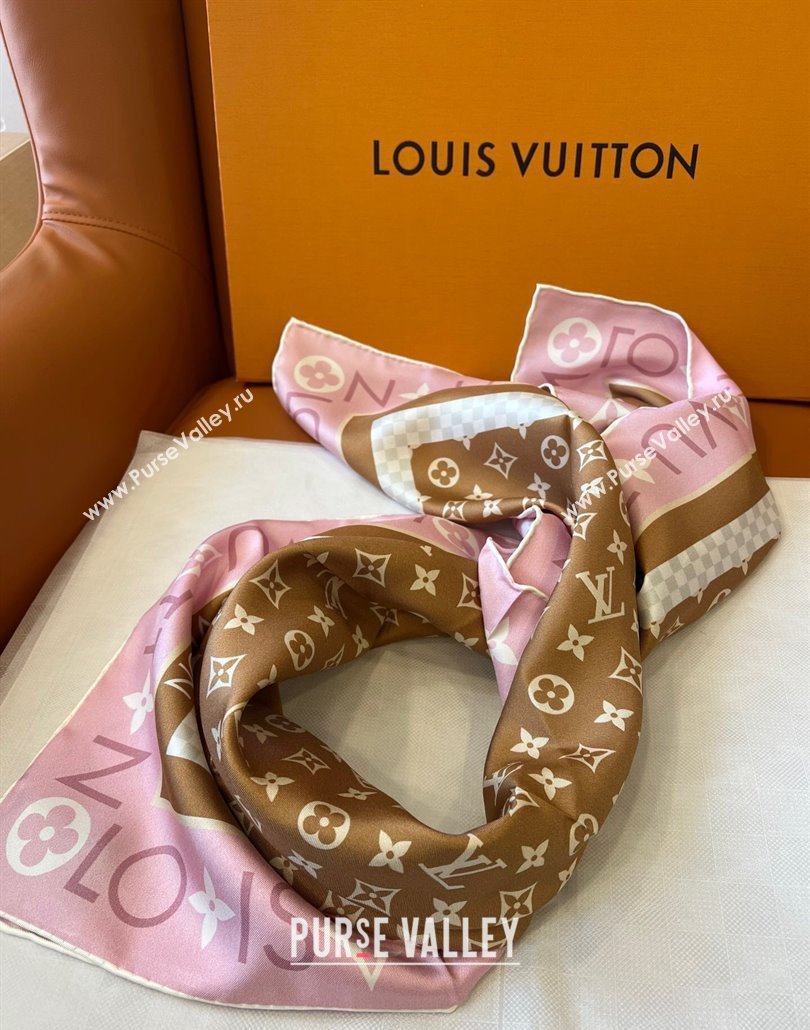 Louis Vuitton Monogram Infinity Silk Square Scarf 90x90cm Brown 2025 (SHI-250319126)