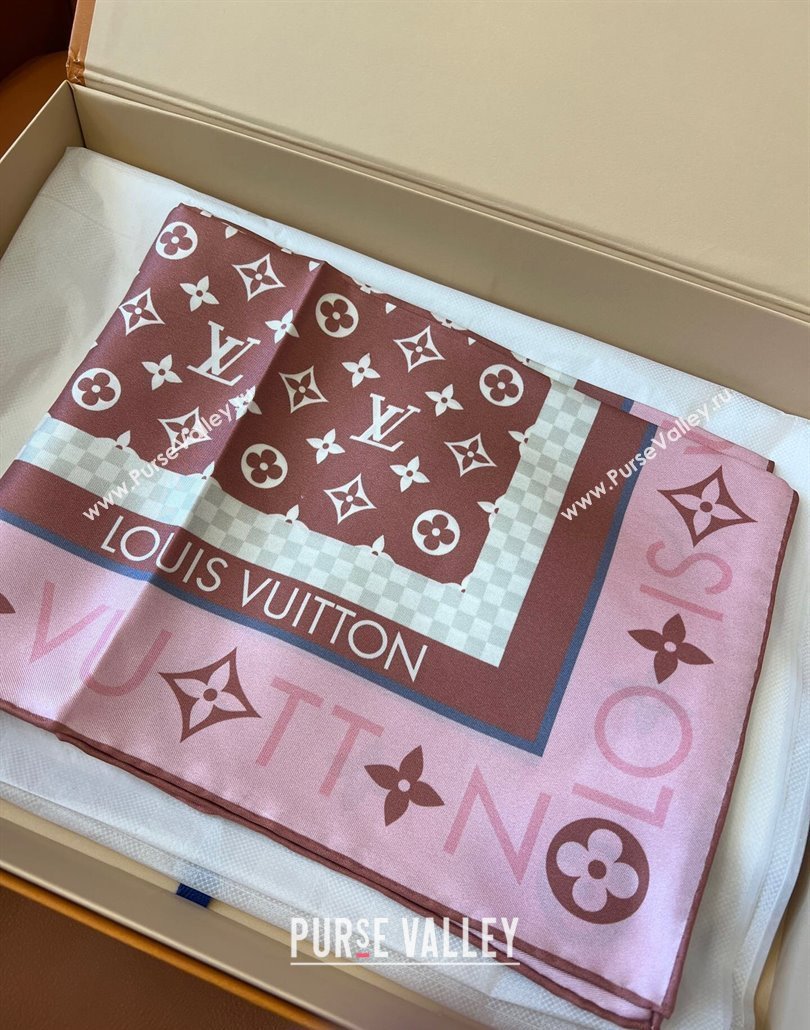 Louis Vuitton Monogram Infinity Silk Square Scarf 90x90cm Pink 2025 (SHI-250319128)