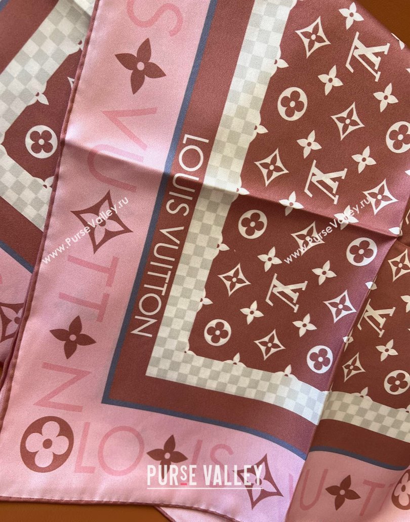Louis Vuitton Monogram Infinity Silk Square Scarf 90x90cm Pink 2025 (SHI-250319128)