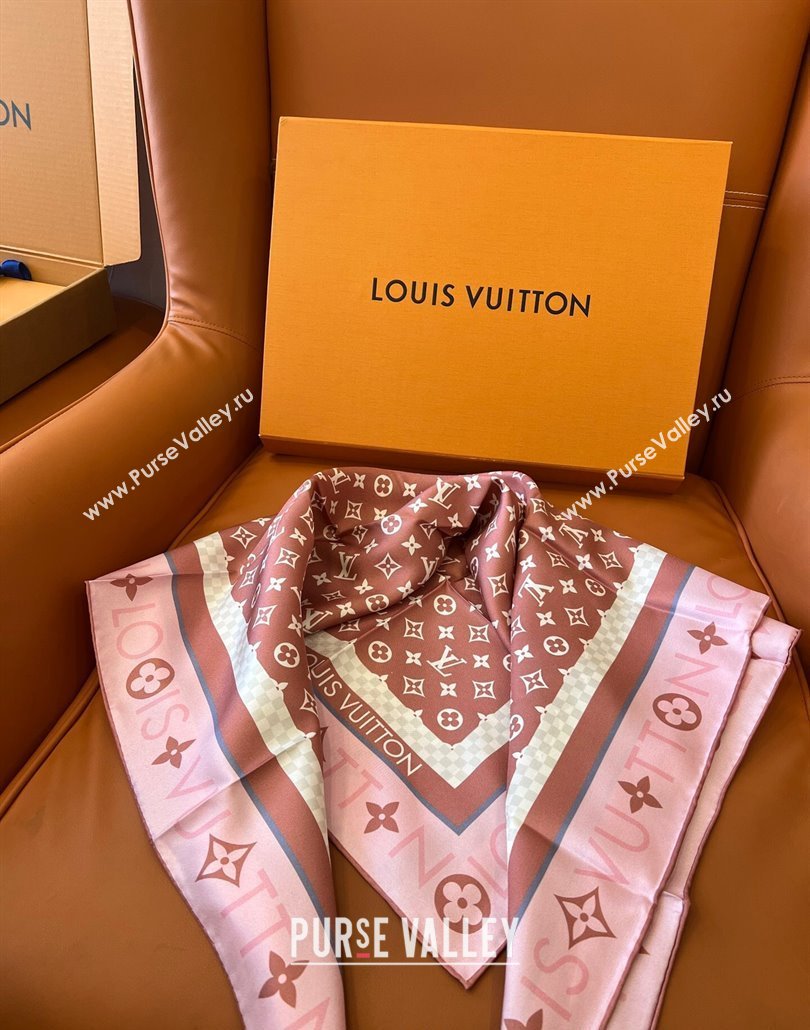 Louis Vuitton Monogram Infinity Silk Square Scarf 90x90cm Pink 2025 (SHI-250319128)