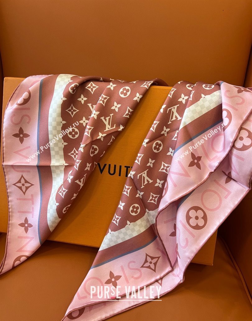 Louis Vuitton Monogram Infinity Silk Square Scarf 90x90cm Pink 2025 (SHI-250319128)