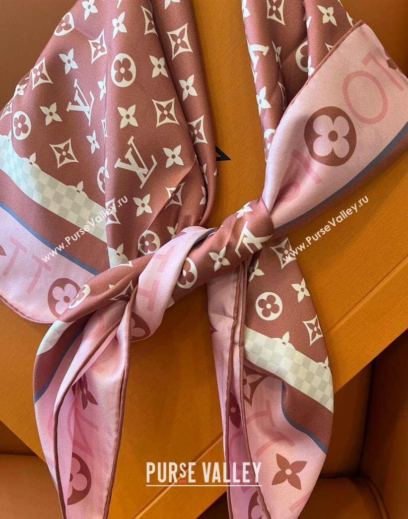 Louis Vuitton Monogram Infinity Silk Square Scarf 90x90cm Pink 2025 (SHI-250319128)