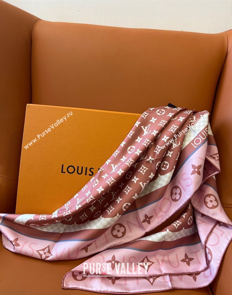 Louis Vuitton Monogram Infinity Silk Square Scarf 90x90cm Pink 2025 (SHI-250319128)