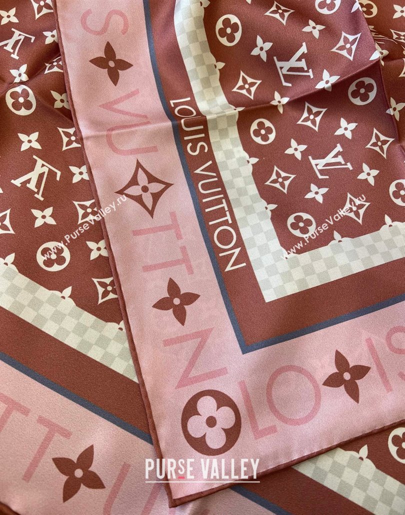 Louis Vuitton Monogram Infinity Silk Square Scarf 90x90cm Pink 2025 (SHI-250319128)