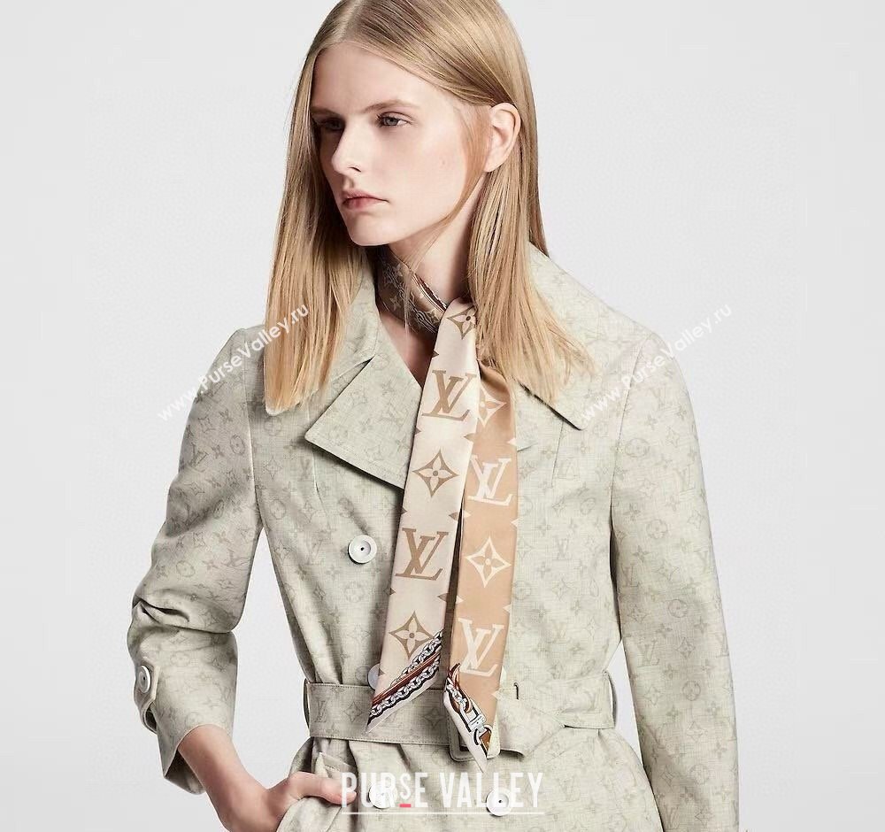 Louis Vuitton Ultimate Monogram BB Silk Bandeau Scarf 5x120cm with Chain Lock Pink 2025 (SHI-250319052)