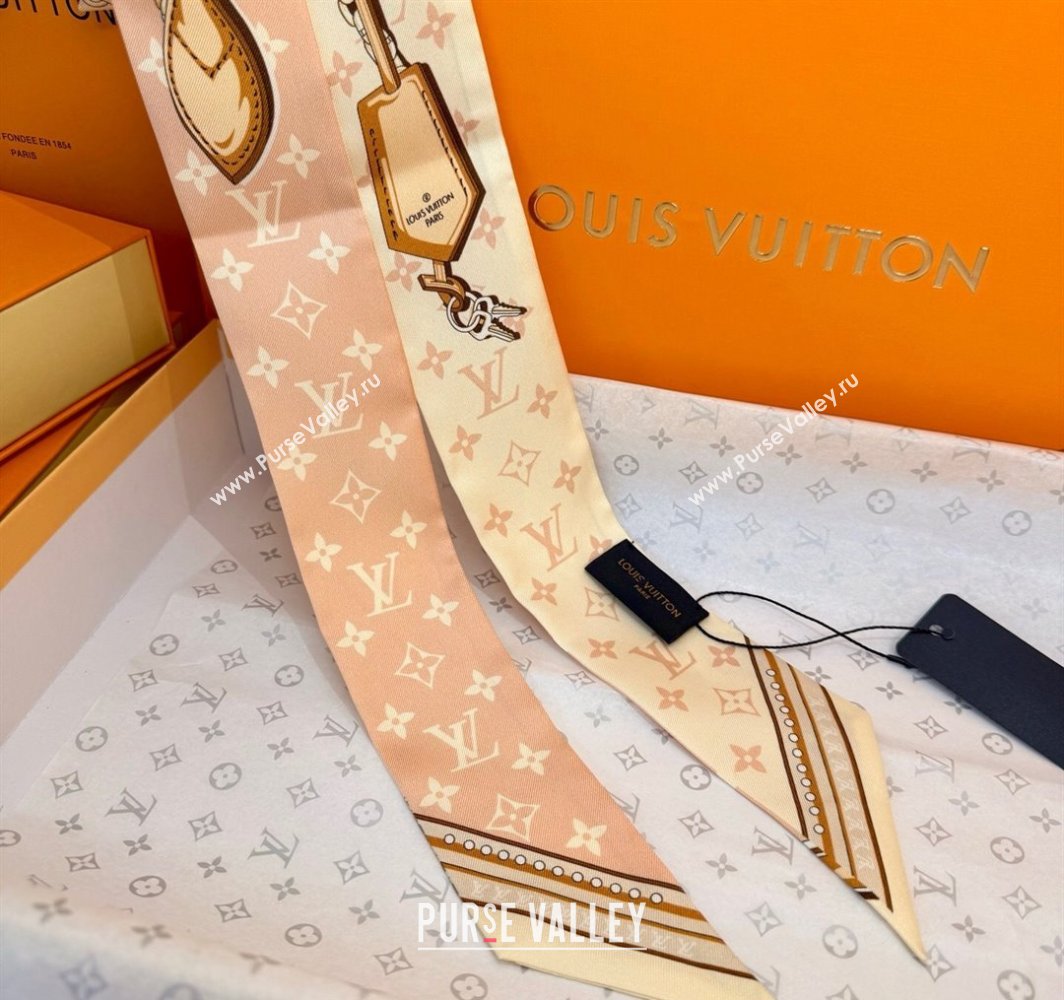 Louis Vuitton Ultimate Monogram BB Silk Bandeau Scarf 5x120cm with Chain Lock Pink 2025 (SHI-250319052)