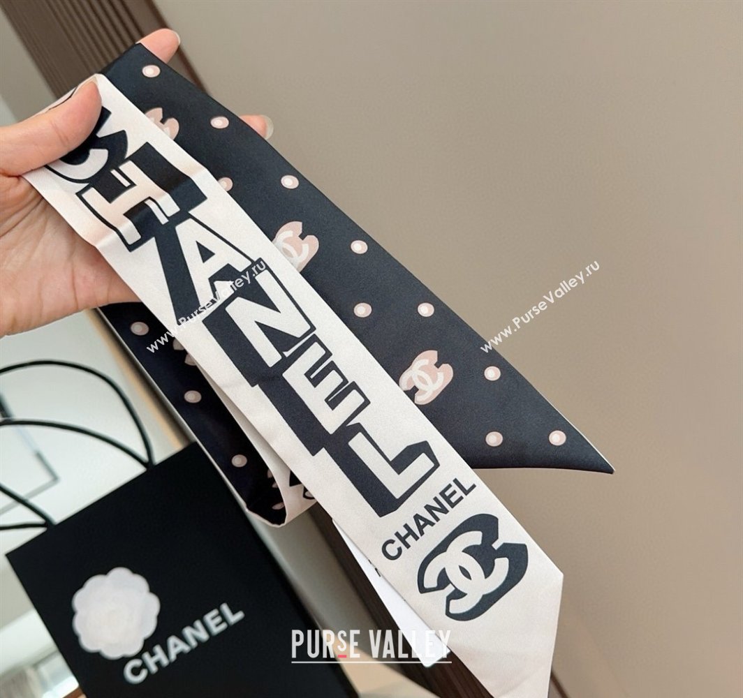 Chanel Silk Bandeau Scarf 6x120cm White 2025 CH031903 (SHI-250319046)