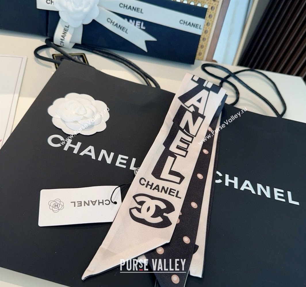 Chanel Silk Bandeau Scarf 6x120cm White 2025 CH031903 (SHI-250319046)