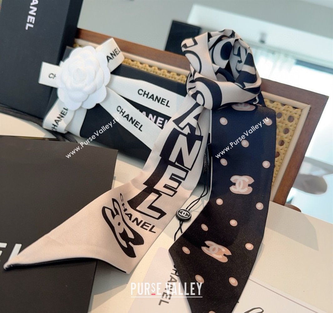 Chanel Silk Bandeau Scarf 6x120cm White 2025 CH031903 (SHI-250319046)