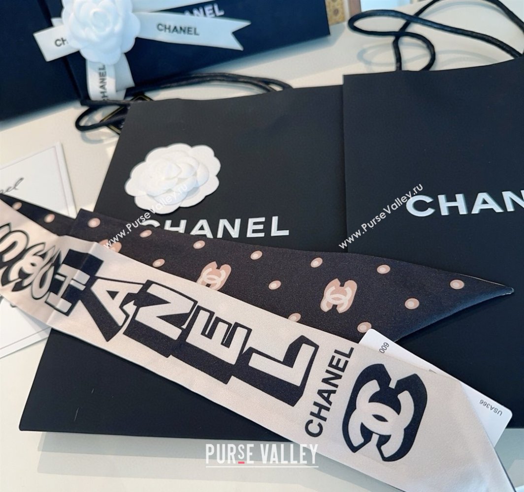 Chanel Silk Bandeau Scarf 6x120cm White 2025 CH031903 (SHI-250319046)