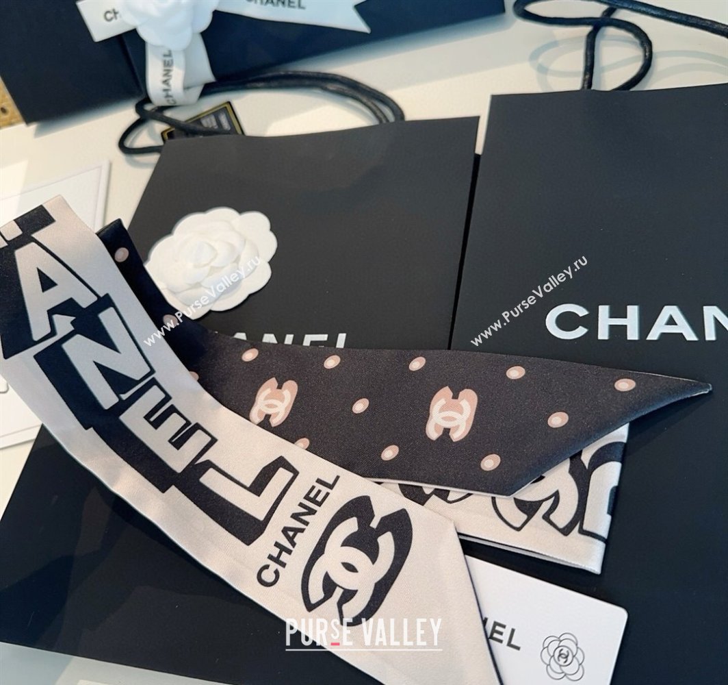 Chanel Silk Bandeau Scarf 6x120cm White 2025 CH031903 (SHI-250319046)
