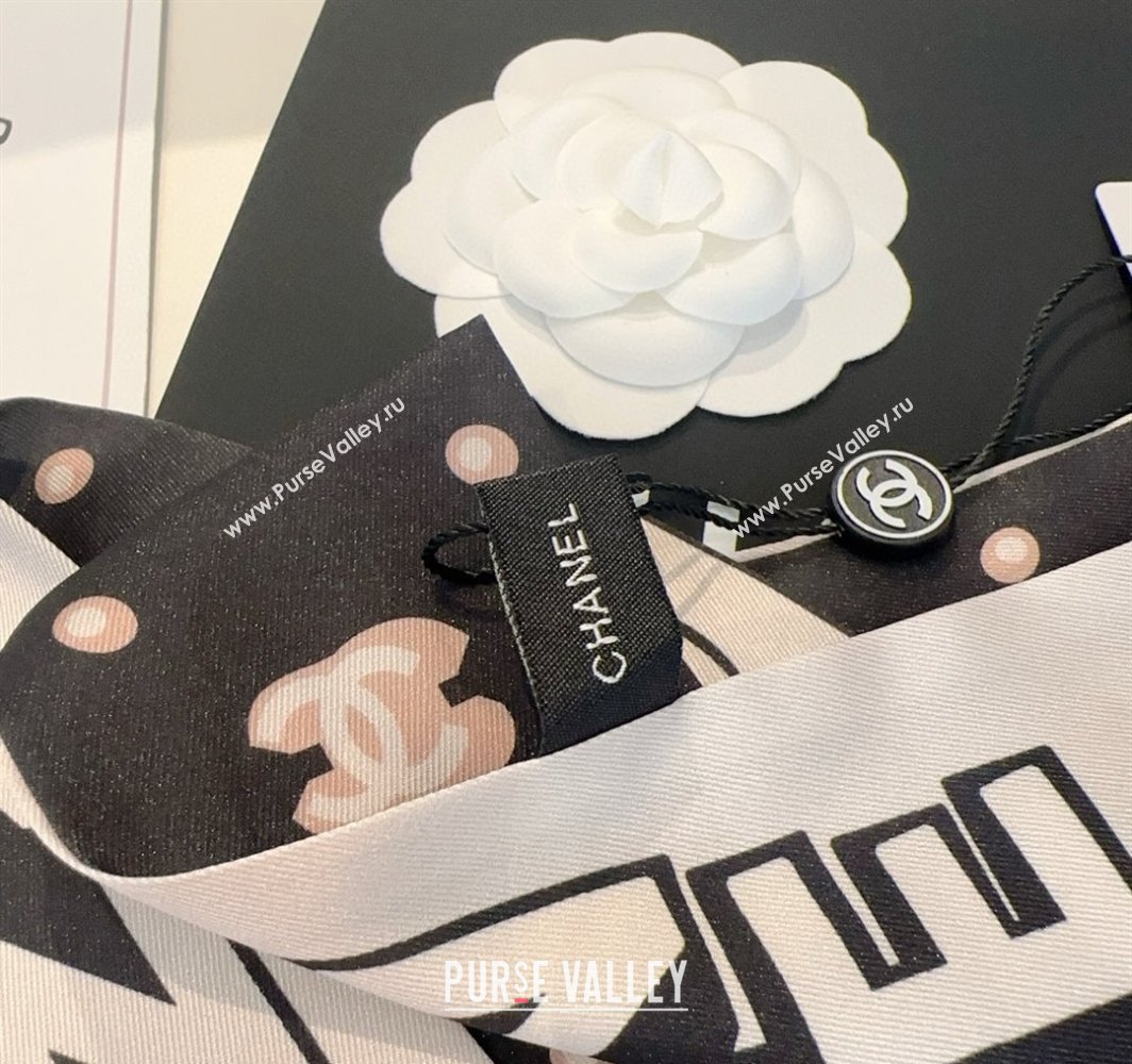 Chanel Silk Bandeau Scarf 6x120cm White 2025 CH031903 (SHI-250319046)