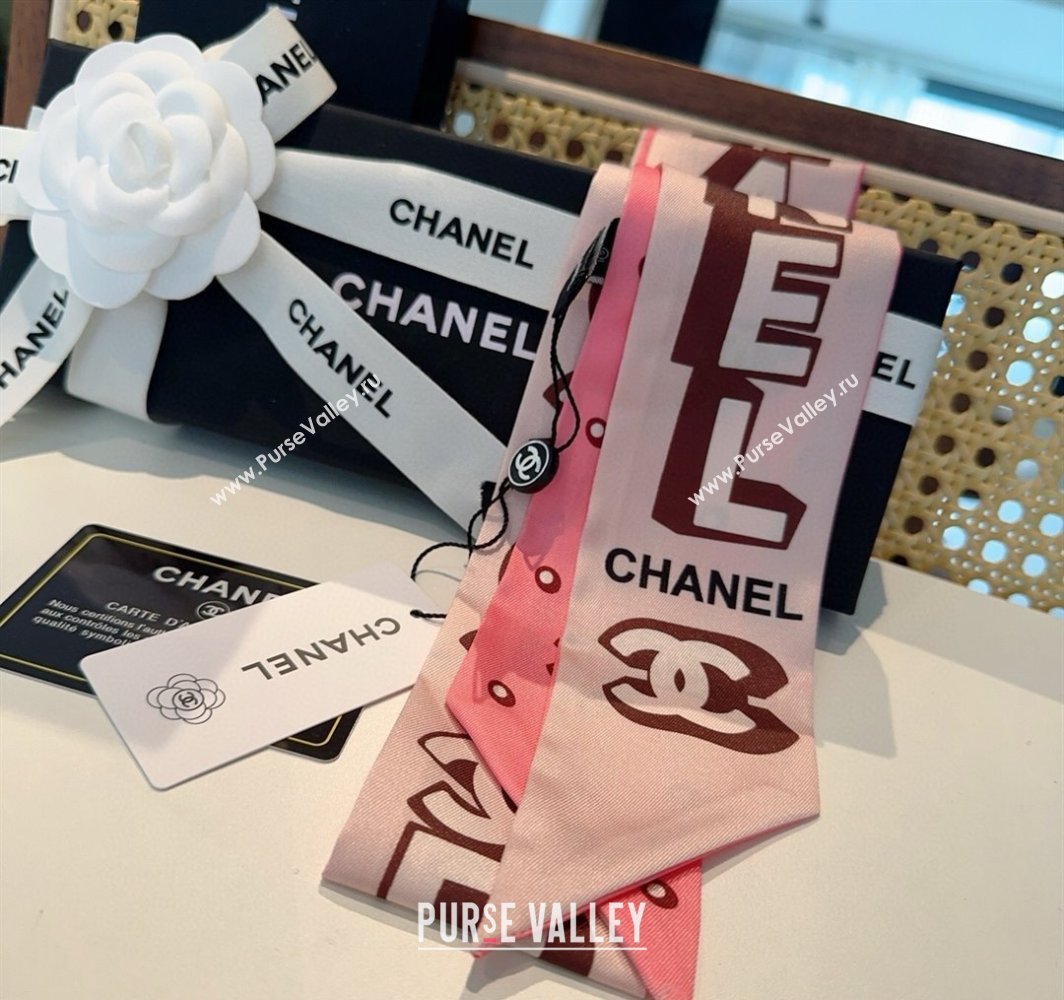 Chanel Silk Bandeau Scarf 6x120cm Pink 2025 CH031903 (SHI-250319045)